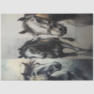 Decoupage Charcoal Horse Collage Rustic Art Tissue Paper