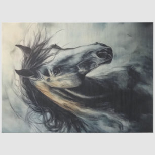 Decoupage Charcoal Rust Stallion Wild Spirit Tissue Paper