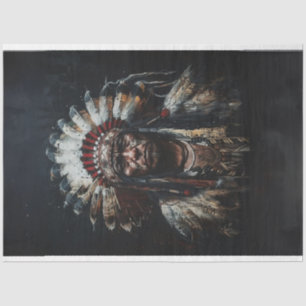 Decoupage Chief White Feather American Indian  Tissue Paper