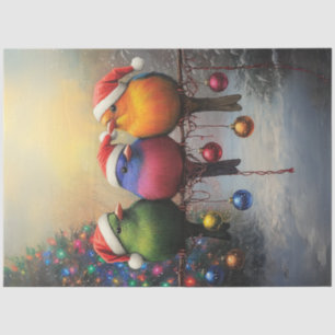 Decoupage Christmas Birds On A Wire Tissue Paper