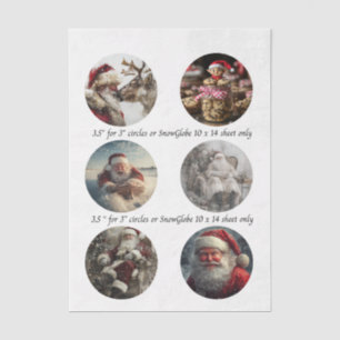 Decoupage Christmas Designs for Snow Globe 3.5" Tissue Paper