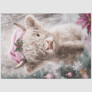 Decoupage Christmas Highland Cow Pink Decor Tissue Paper