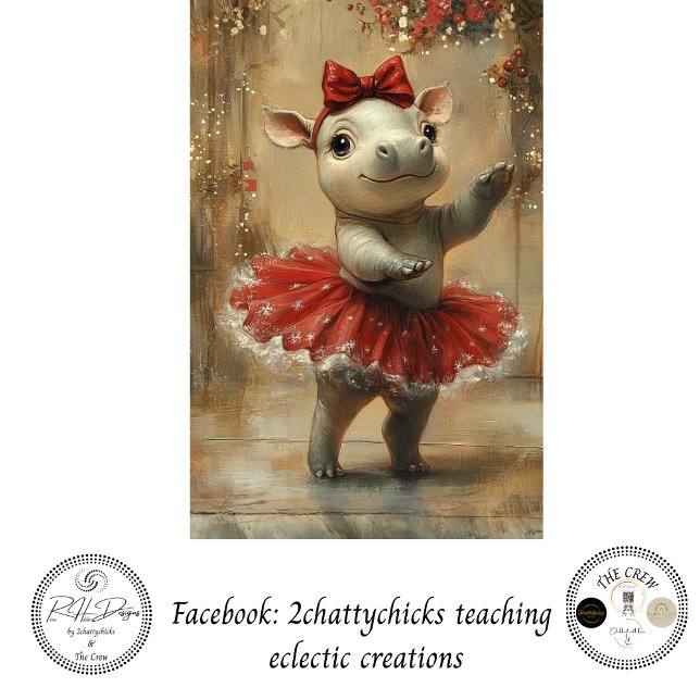 Decoupage Christmas Hippo Ballerina Whimsical Tissue Paper (Creator Uploaded)