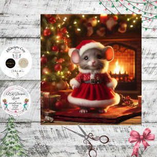 Decoupage Christmas Mouse Santa Suit  Tissue Paper
