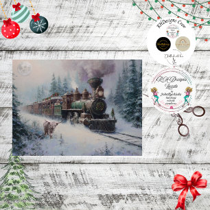 Decoupage Christmas Nostalgic Steam Engine Train Tissue Paper