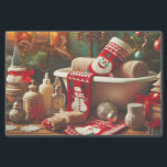 Decoupage Christmas Snowman Bathroom Tissue Paper<br><div class="desc">This bathroom created tissue paper features a retro snowman,  and bathroom decorations.  Use this tissue paper for your decoupage crafts or to wrap your bathroom gifts.  (Ai generated image)</div>