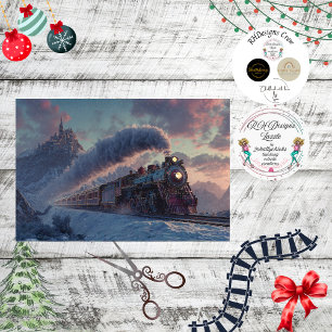 Decoupage Christmas Steam Train Ireland Mountains  Tissue Paper