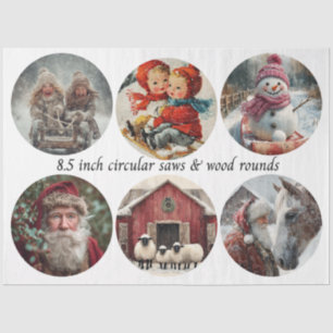 Decoupage Circular Saw Vintage Rounds 8.5" Tissue Paper