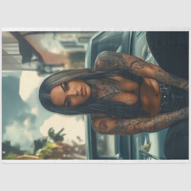 Decoupage Classic Car & Tattooed Chic Poster Tissue Paper (Front)