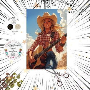 Decoupage Classic Poster Country Girl Musician Tissue Paper