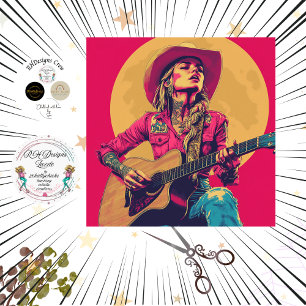Decoupage Classic Poster Nashville Girl Guitarist Tissue Paper