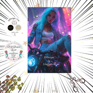 Decoupage Classic Poster of Futuristic Biker Chic Tissue Paper