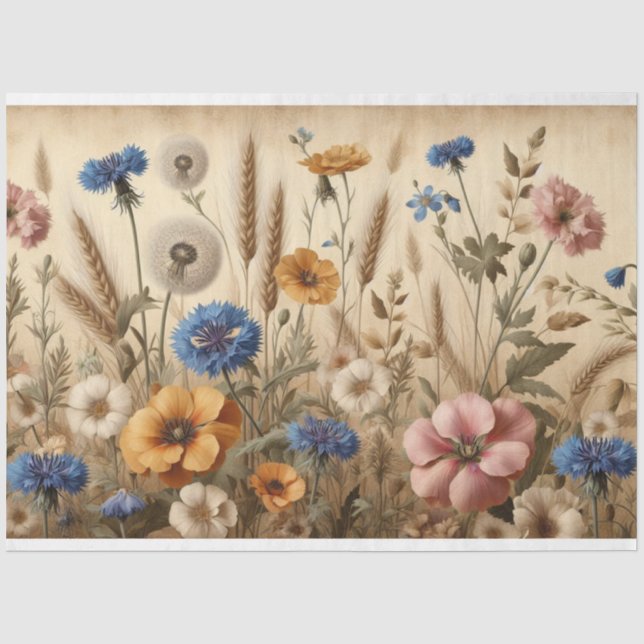 Decoupage Cornflower Dandelion Tissue Paper (Front)