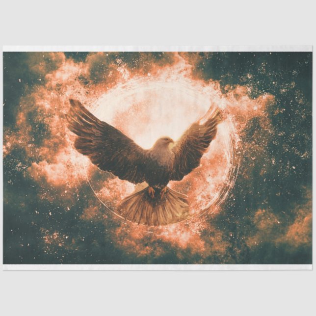 Decoupage Cosmic Atmosphere Eagle Wings Spread  Tissue Paper (Front)