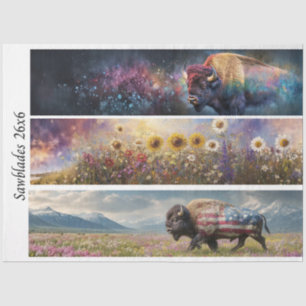 Decoupage Cosmic Bison Wildflower Handsaw Designs  Tissue Paper