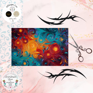 Decoupage Cosmic Swirl Sunburst Vibrant Colors Tissue Paper