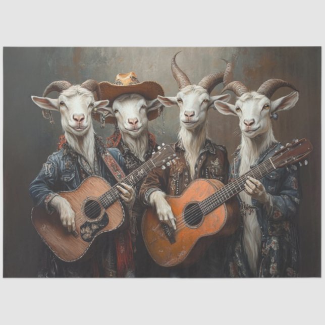 Decoupage Country Music Farming Goats Tissue Paper (Front)