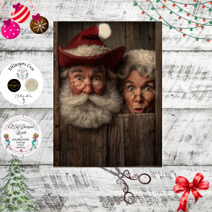 Decoupage Country Santa & Mrs. Claus Peeking Tissue Paper