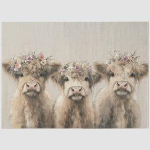 Decoupage Countryside Highland Calves Floral Crown Tissue Paper