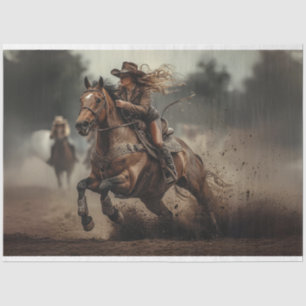Decoupage Cowgirl Rodeo Rider Tissue Paper