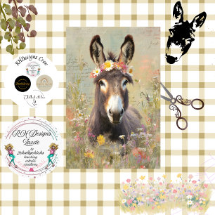 Decoupage Crowned With Grace Donkey Floral Field Tissue Paper