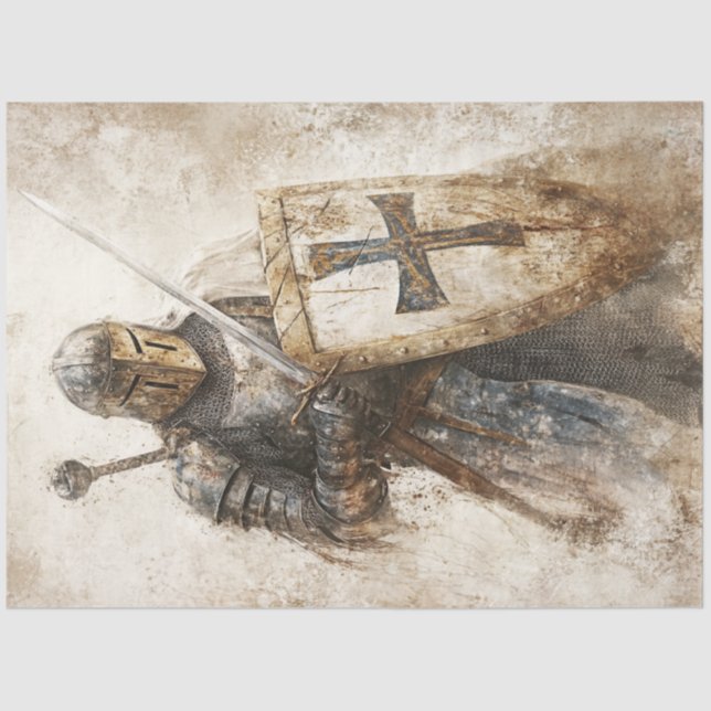 Decoupage Crusade Eaters Christian Knight Tissue Paper (Front)