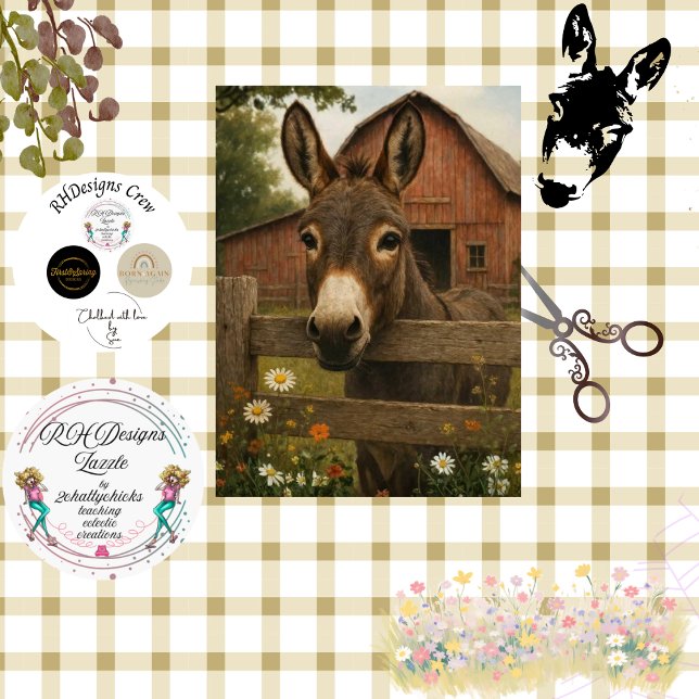 Decoupage Curious Donkey Farm Art Tissue Paper (Creator Uploaded)