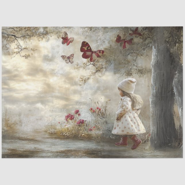 Decoupage Custom Fairytale Storybook Little Girl 2 Tissue Paper (Front)