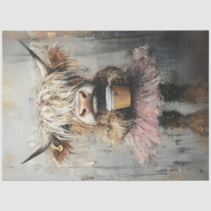 Decoupage Cute Highland Cow Pink Tutu & Coffee Tissue Paper