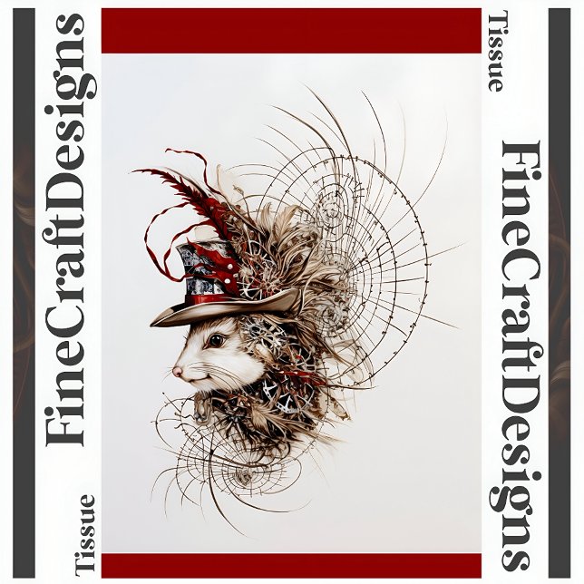 Decoupage Cute Steampunk White Mouse In Hat L 137 Tissue Paper (Creator Uploaded)