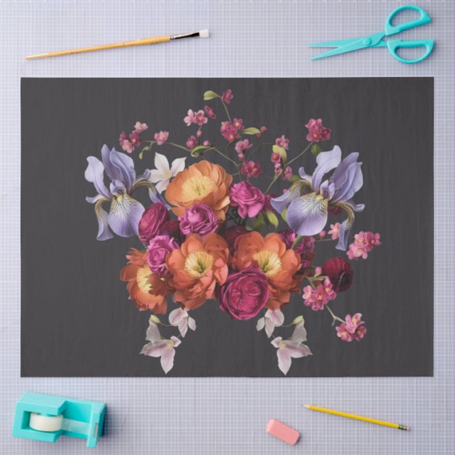 Decoupage Dark Botanical Bloom Tissue Paper (Craft)