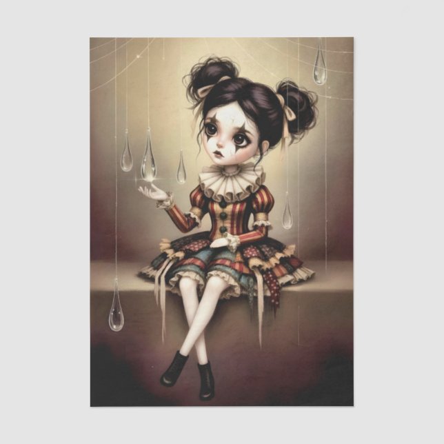 Decoupage Dark Circus Doll Tissue Paper (Front)