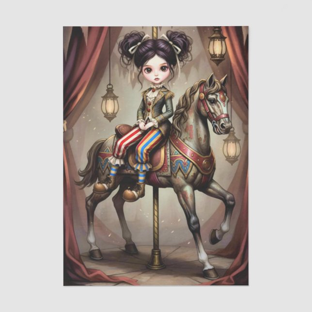 Decoupage Dark Circus Doll Tissue Paper (Front)