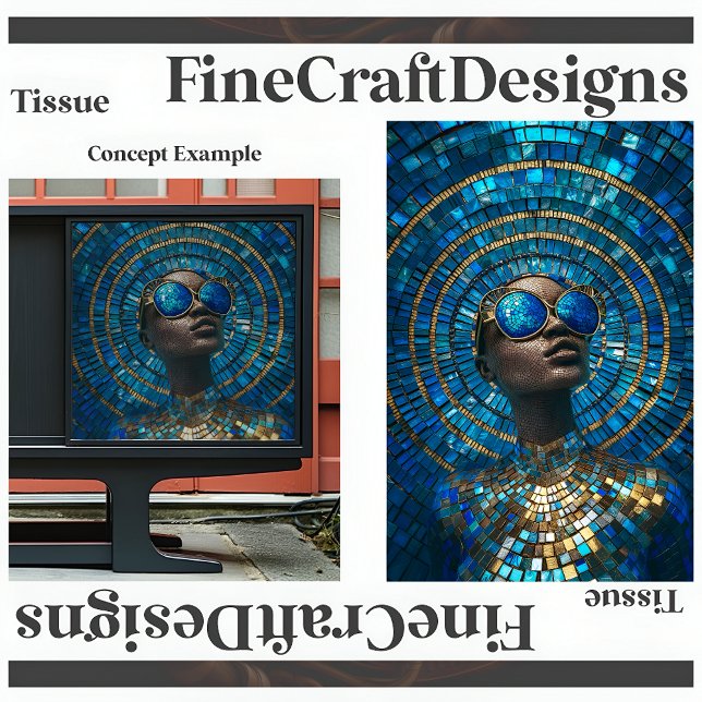 Decoupage Dark Skin Bald Woman Faux Mosaic 061 Tissue Paper (Creator Uploaded)