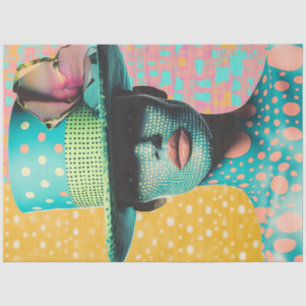 Decoupage Deco Art Kaleidoscopic Teal Woman Tissue Paper