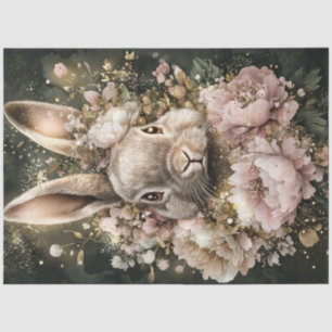 Decoupage Delicate Easter Rabbit Floral Designs Tissue Paper