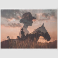 Decoupage Double Exposure Cowboy & Horse