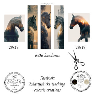  Decoupage Double Exposure Horses Handsaws  Wrapping Paper Sheet
