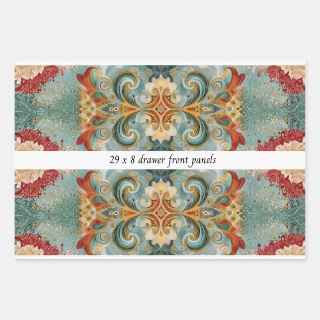 Decoupage Drawer Front 29x8 Mixed Media  Wrapping Paper Sheet (Front)