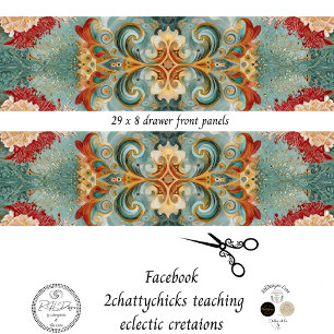 Decoupage Drawer Front 29x8 Mixed Media  Wrapping Paper Sheet