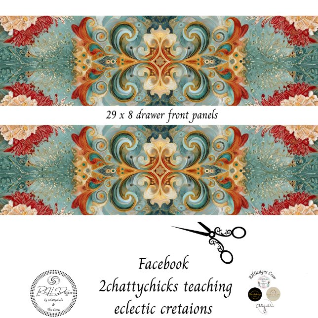 Decoupage Drawer Front 29x8 Mixed Media  Wrapping Paper Sheet (Creator Uploaded)