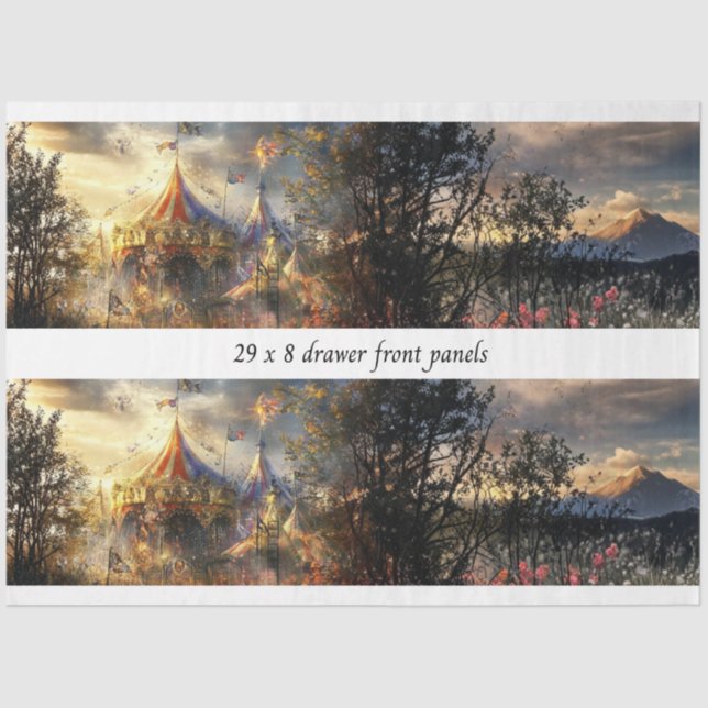 Decoupage Drawer Front Big Top Carnival Panel  Tissue Paper (Front)