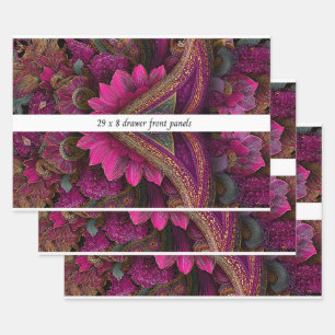 Decoupage Drawer Front Panel Paisley Fuchsia Gold Wrapping Paper Sheet