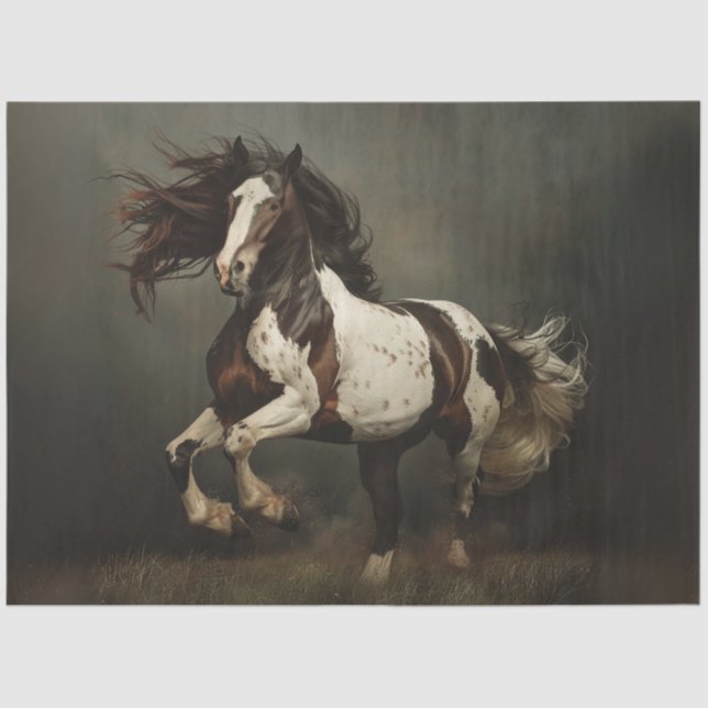 Decoupage Dynamic Gypsy Vanner or Pinto Horse  Tissue Paper (Front)