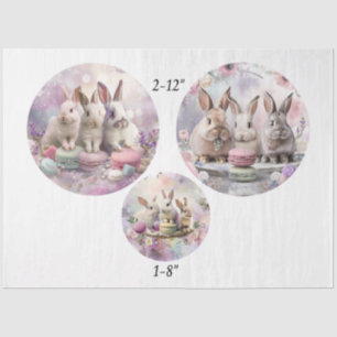 Decoupage Easter Bunnies Macaroon 12" Rounds  Tissue Paper