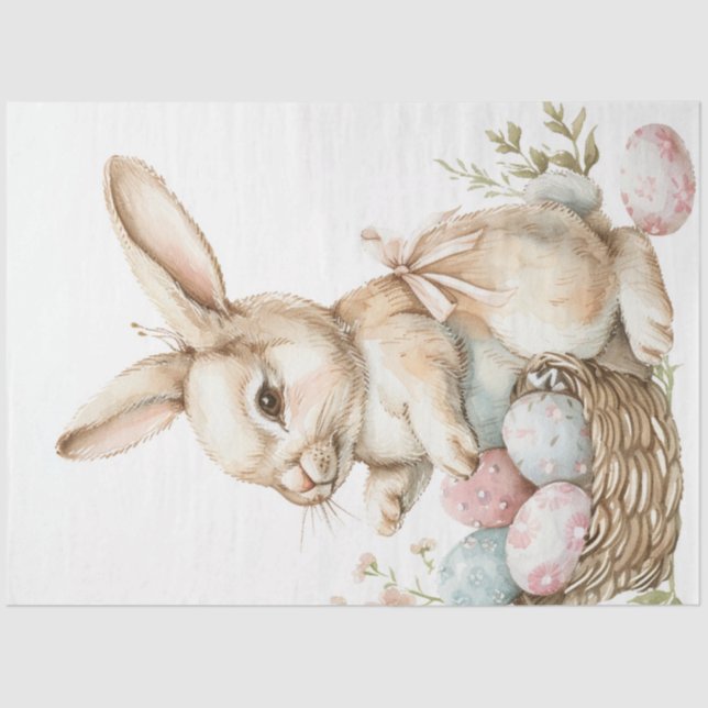 Decoupage Easter Bunny Eggs Decorations  Tissue Paper (Front)