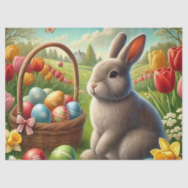 Decoupage Easter Bunny Rabbit Tissue Paper (Front)