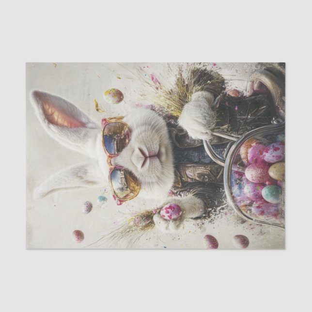 Decoupage Easter Rabbit Leather Jacket Egg Hunt Tissue Paper (Front)