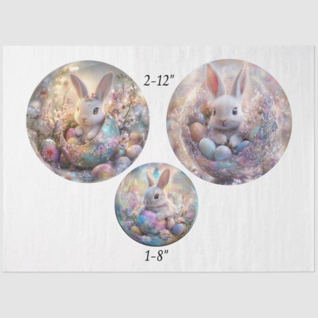Decoupage Easter Spring 12" & 8" Rounds  Tissue Paper (Front)