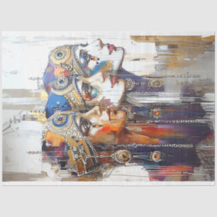 Decoupage Egyptian Robotic Female Portaits  Tissue Paper